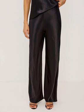 Rails Silvi Black Satin Wide Leg Pants NWT Medium
